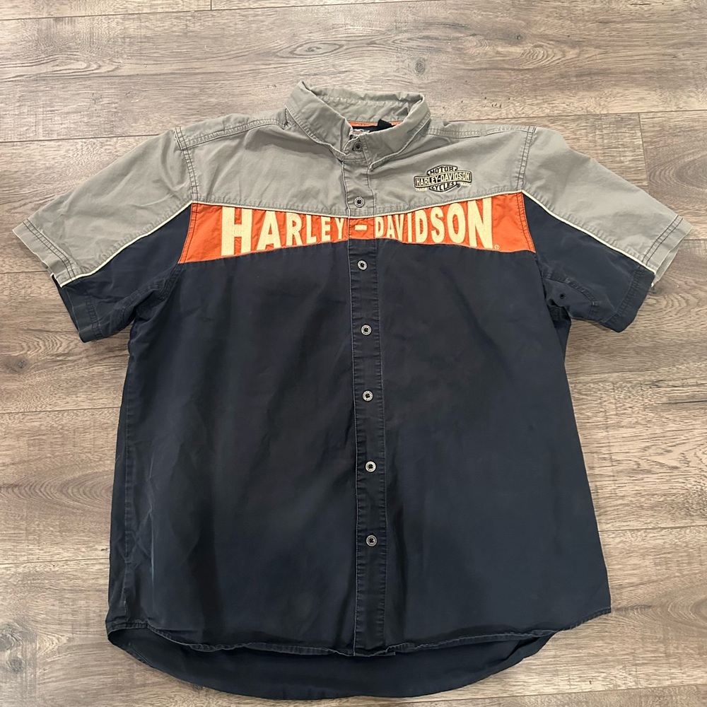 Men’s Harley Davidson Mechanic Short Sleeve Button Up XL